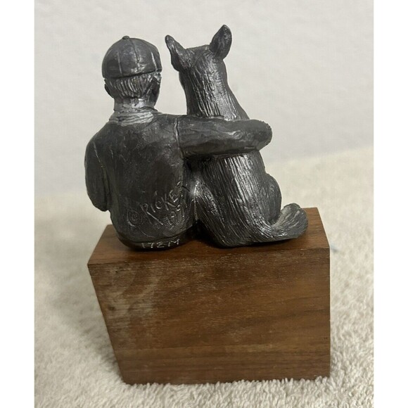 Michael Ricker Pewter Boy and HIs Puppy Dog With Ball Miniature Figurine - Picture 4 of 11